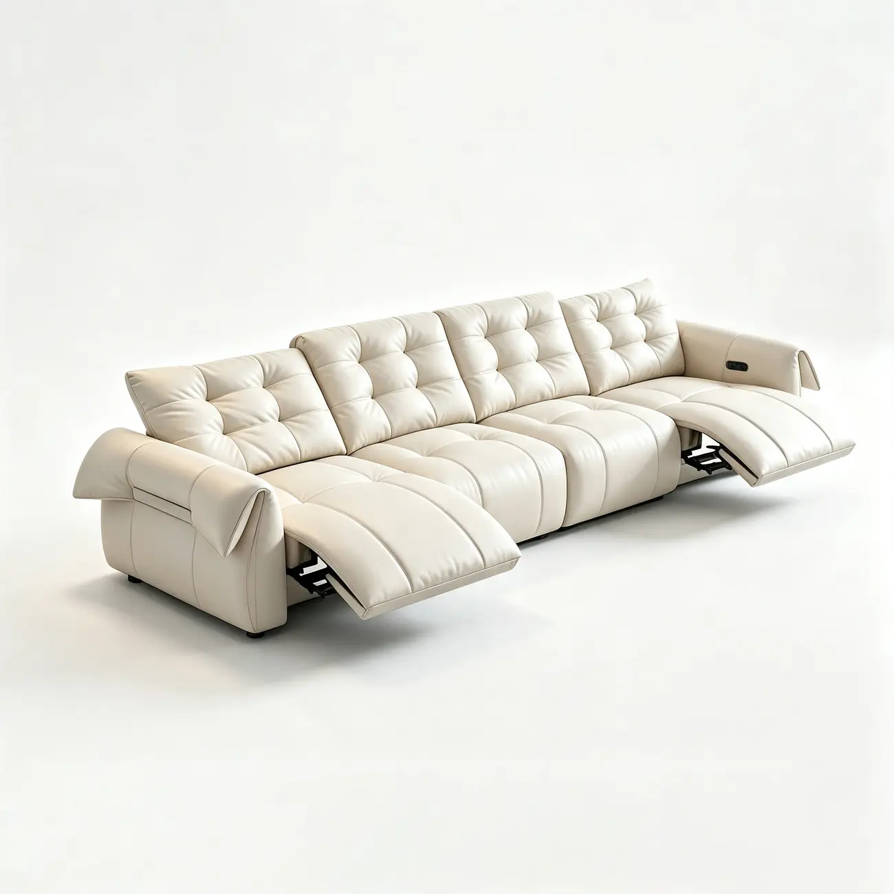 Modern Top-Grain Leather Power Reclining Sofa with Independent Footrest Control Image - 18 | homeyfad