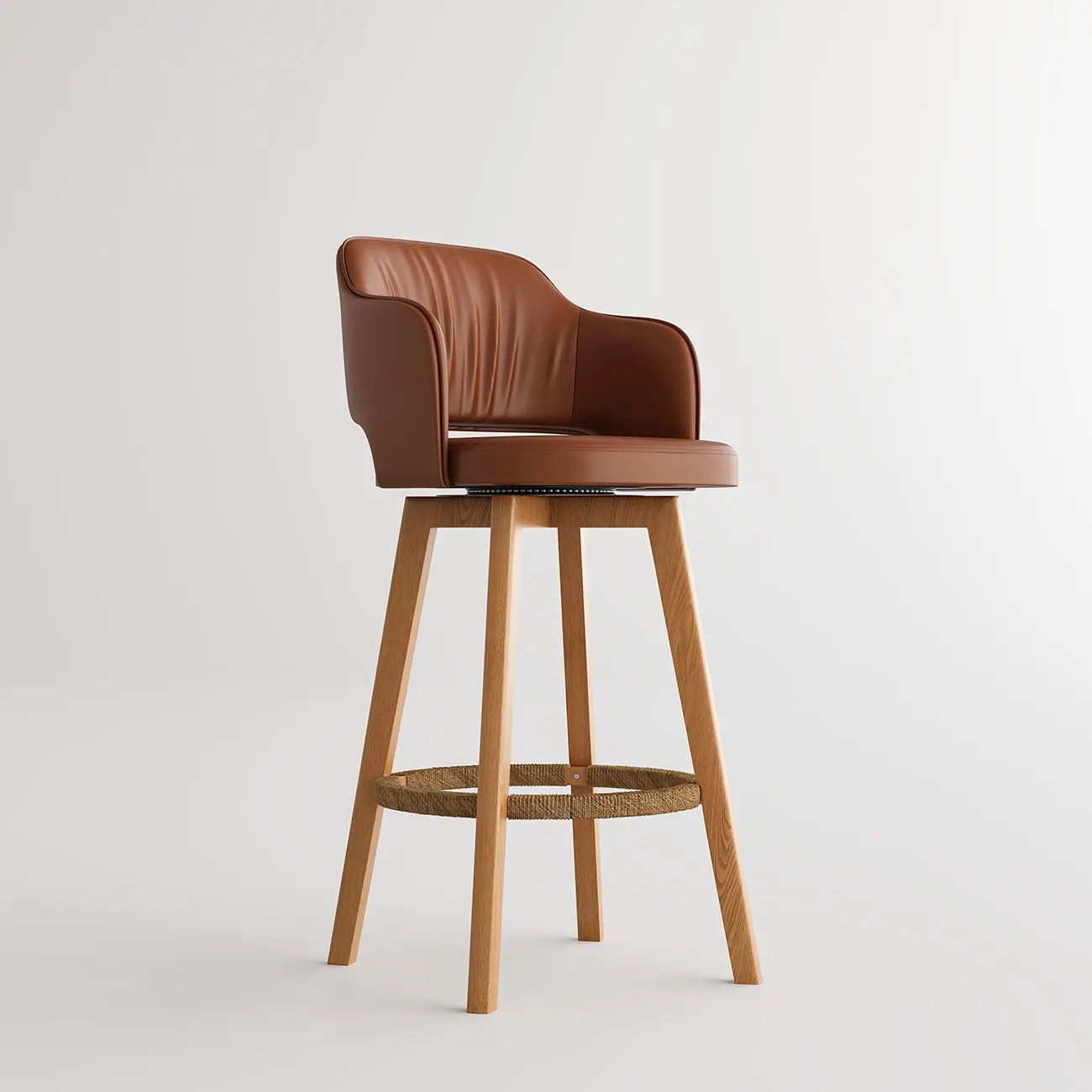 Swivel Faux Leather Counter & Bar Stool with Footrest Image - 14 | homeyfad