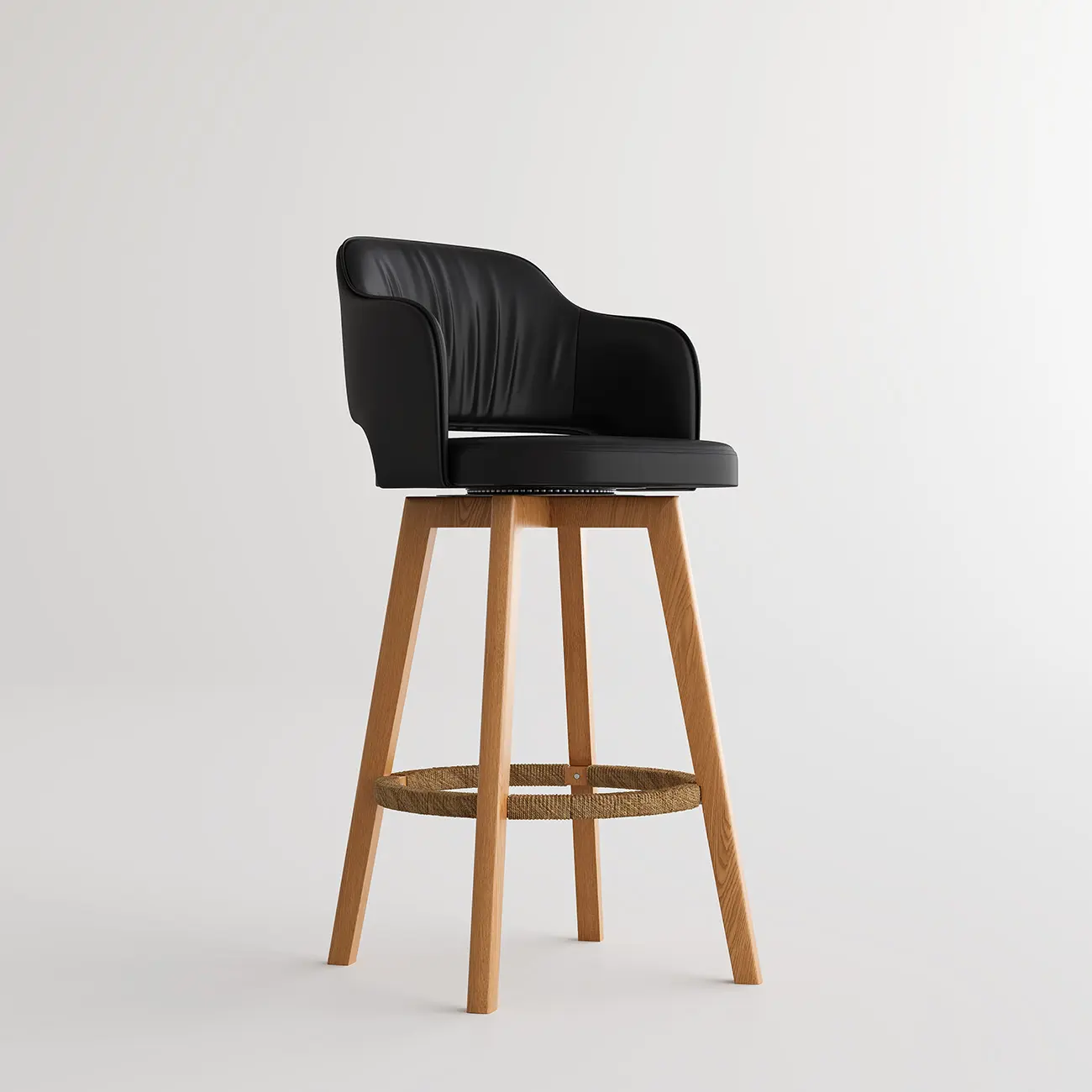 Swivel Faux Leather Counter & Bar Stool with Footrest Image - 16 | homeyfad