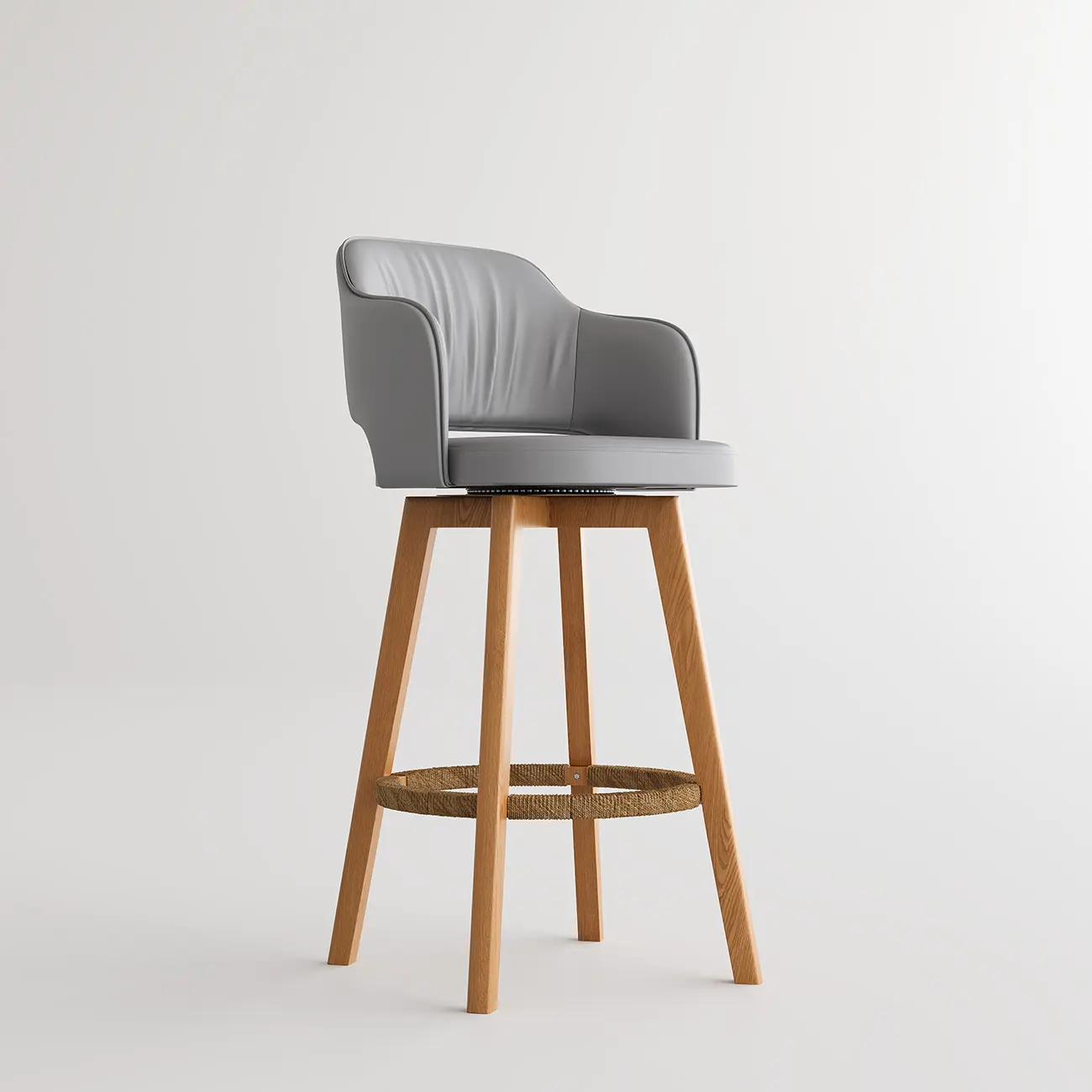 Swivel Faux Leather Counter & Bar Stool with Footrest Image - 17 | homeyfad