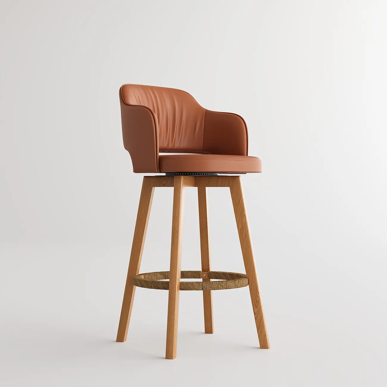 Swivel Faux Leather Counter & Bar Stool with Footrest Image - 18 | homeyfad