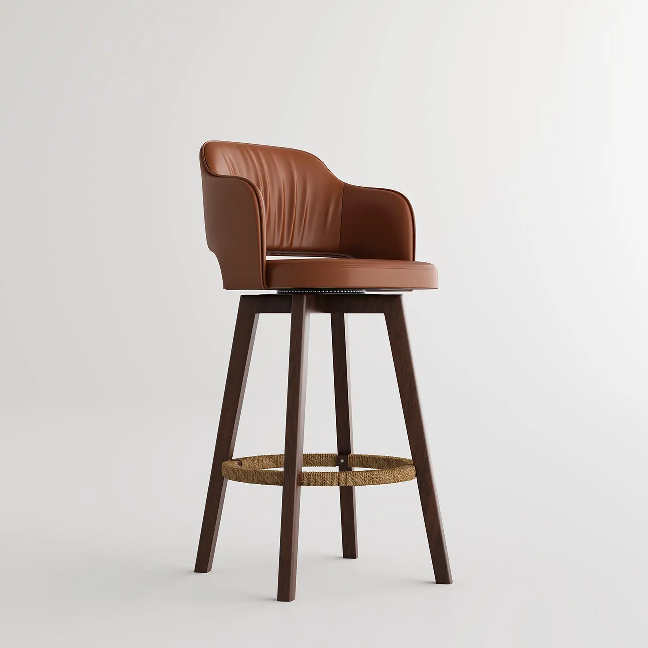 Swivel Faux Leather Counter & Bar Stool with Footrest Image - 19 | homeyfad