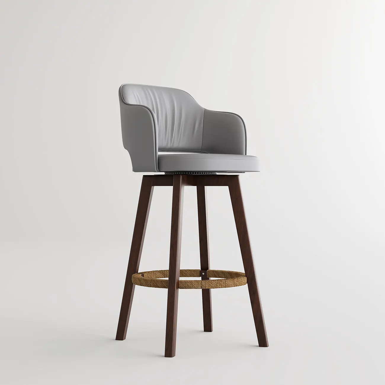 Swivel Faux Leather Counter & Bar Stool with Footrest Image - 22 | homeyfad