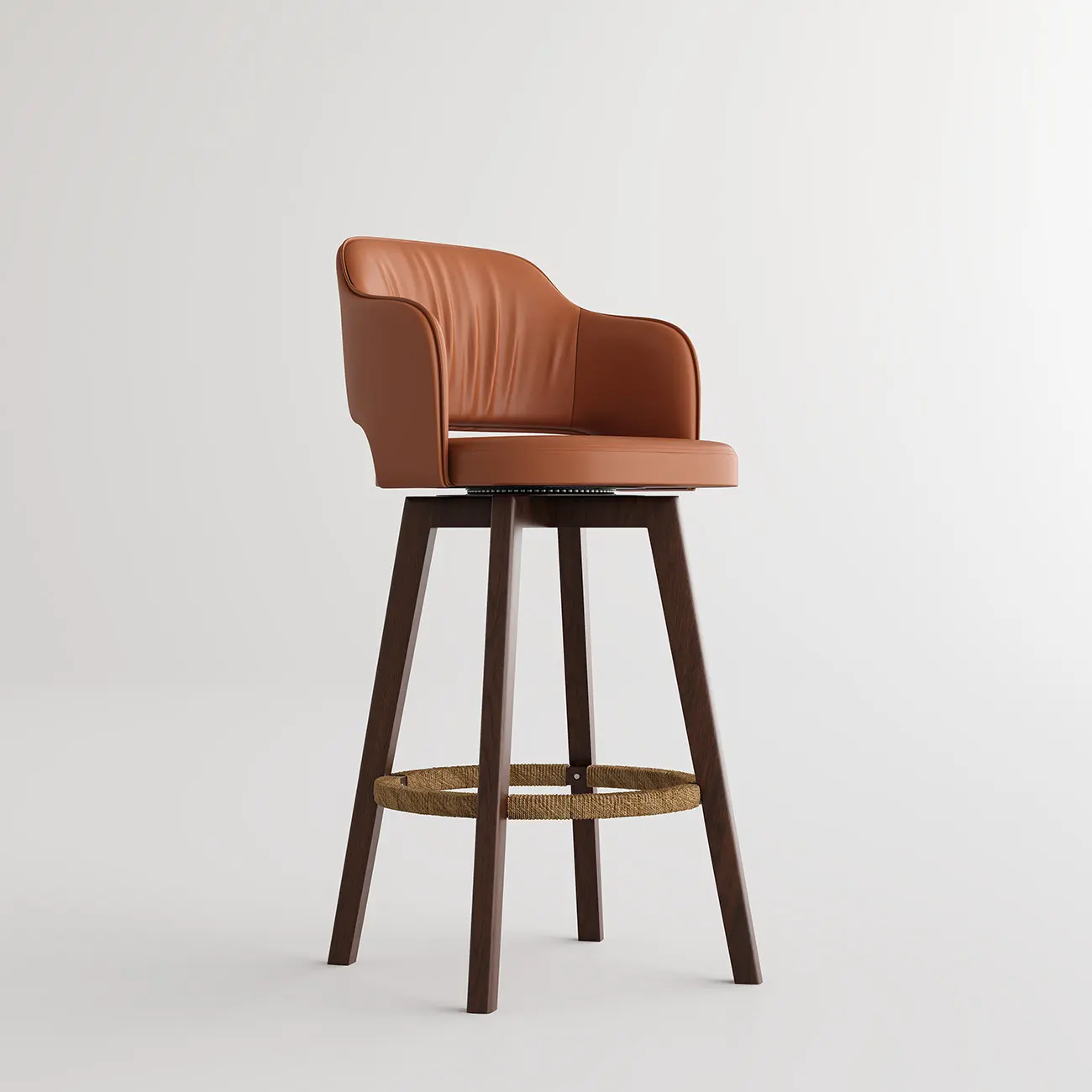 Swivel Faux Leather Counter & Bar Stool with Footrest Image - 23 | homeyfad