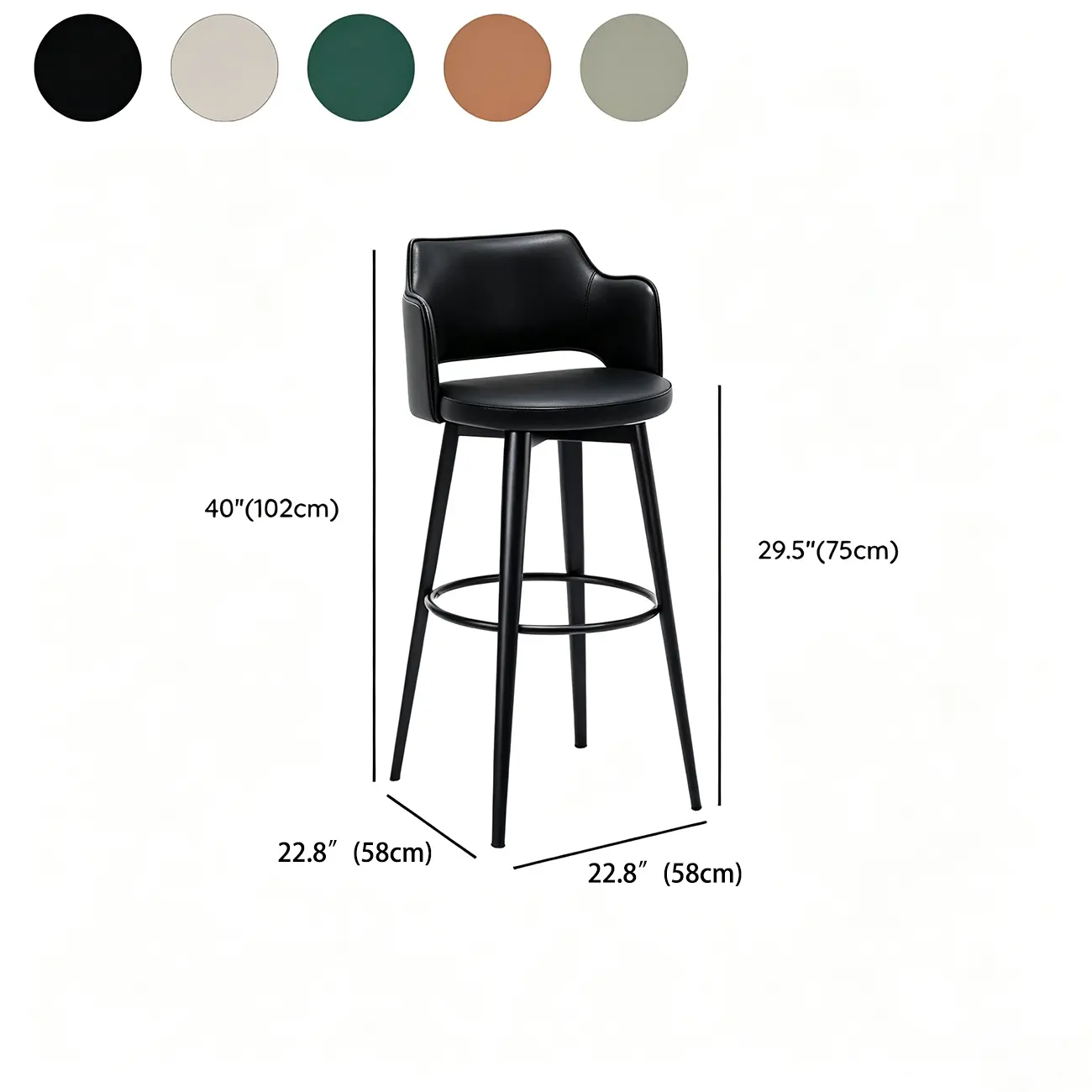 Leather Swivel Counter Height Upholstered Bar Stool with Footrest Image - 7 | homeyfad
