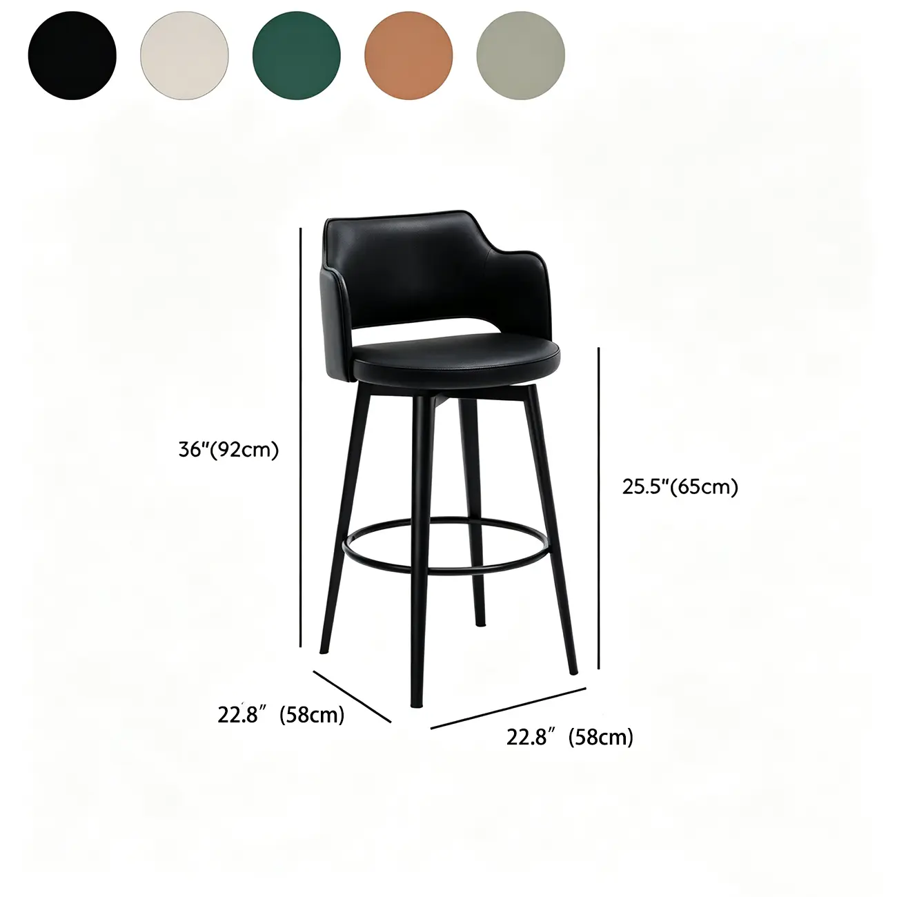 Leather Swivel Counter Height Upholstered Bar Stool with Footrest #size | homeyfad