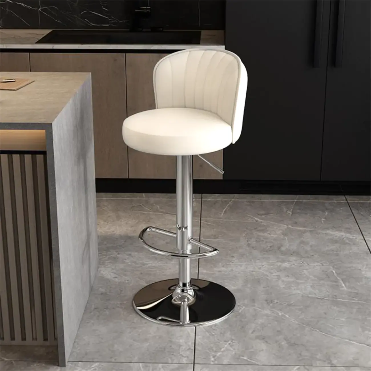 Modern Leather Adjustable Bar Stools with Back Image - 61 | homeyfad
