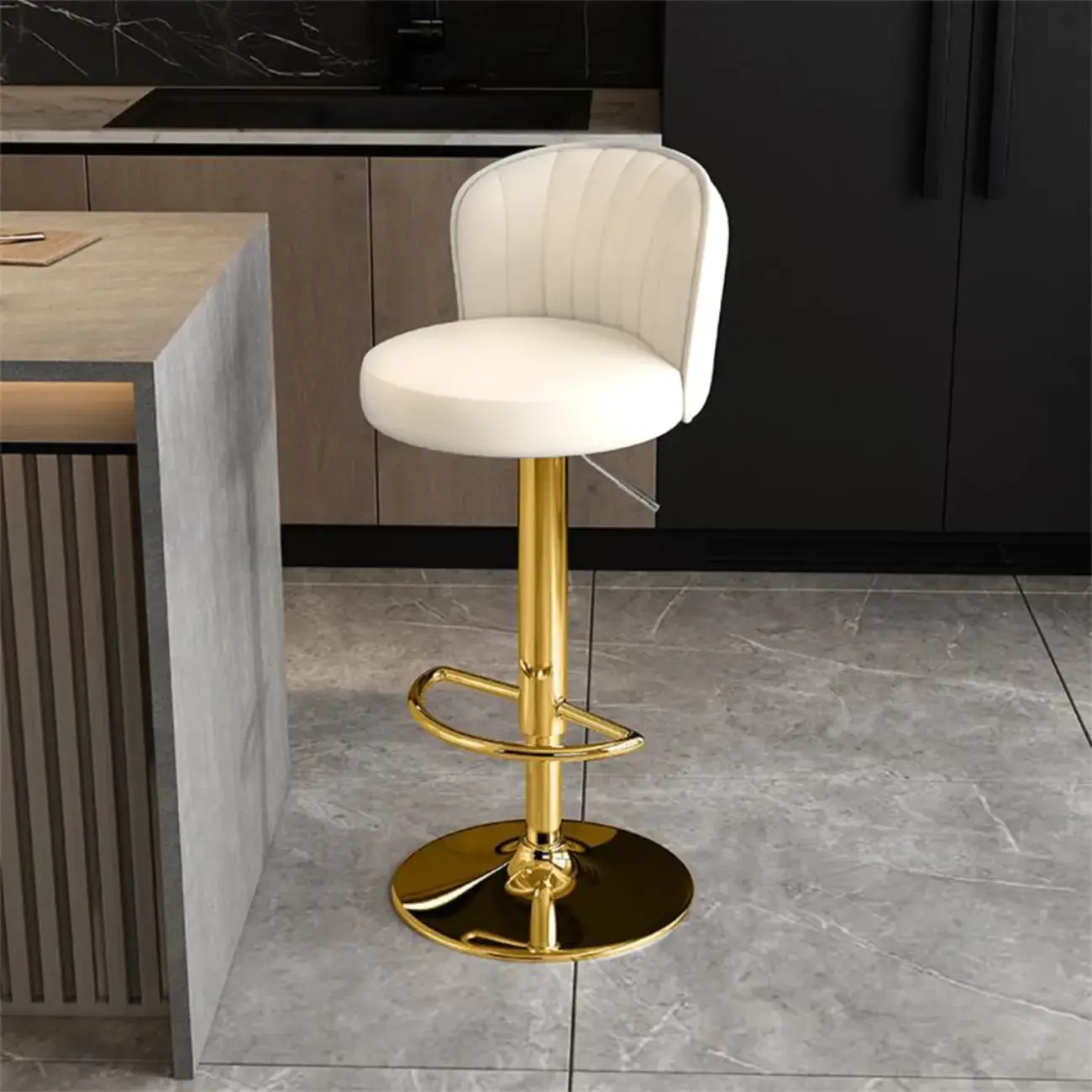 Modern Leather Adjustable Bar Stools with Back Image - 53 | homeyfad