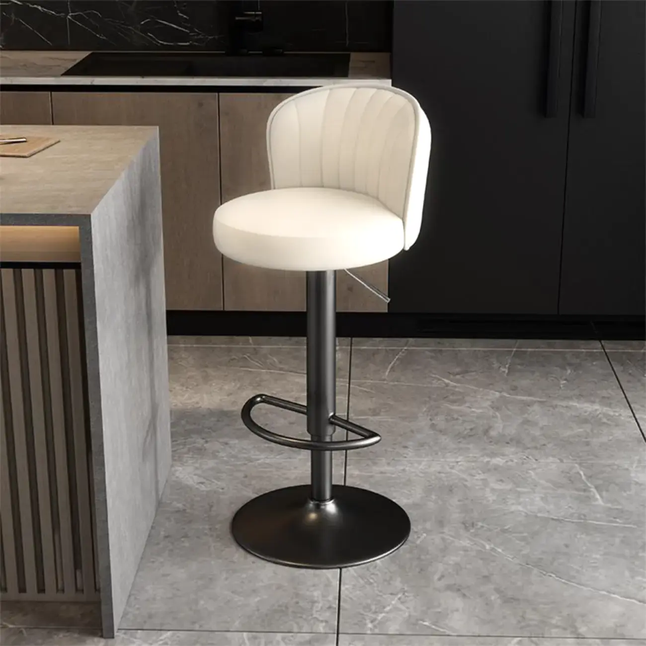 Modern Leather Adjustable Bar Stools with Back Image - 45 | homeyfad