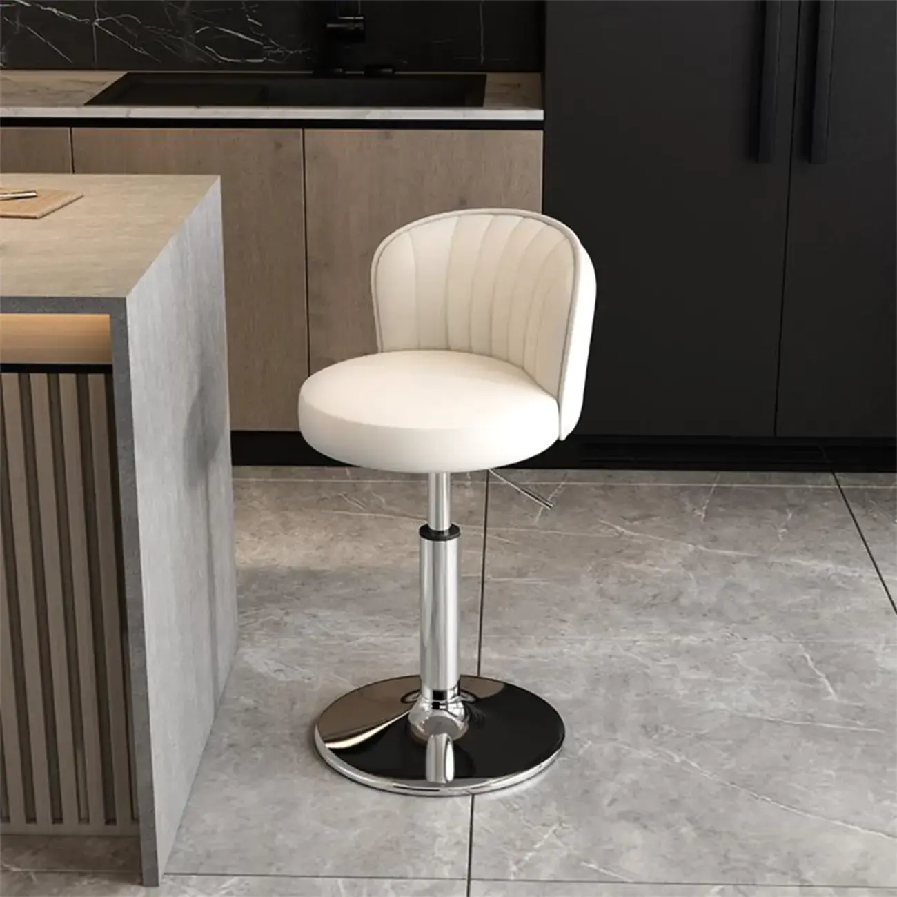 Modern Leather Adjustable Bar Stools with Back Image - 37 | homeyfad