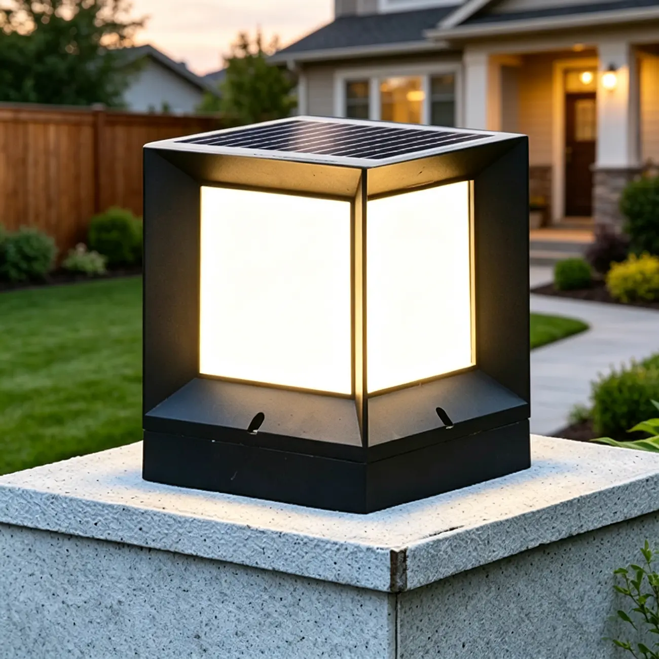 Modern Simple Black Solar Outdoor Post Lights Image - 2 | homeyfad