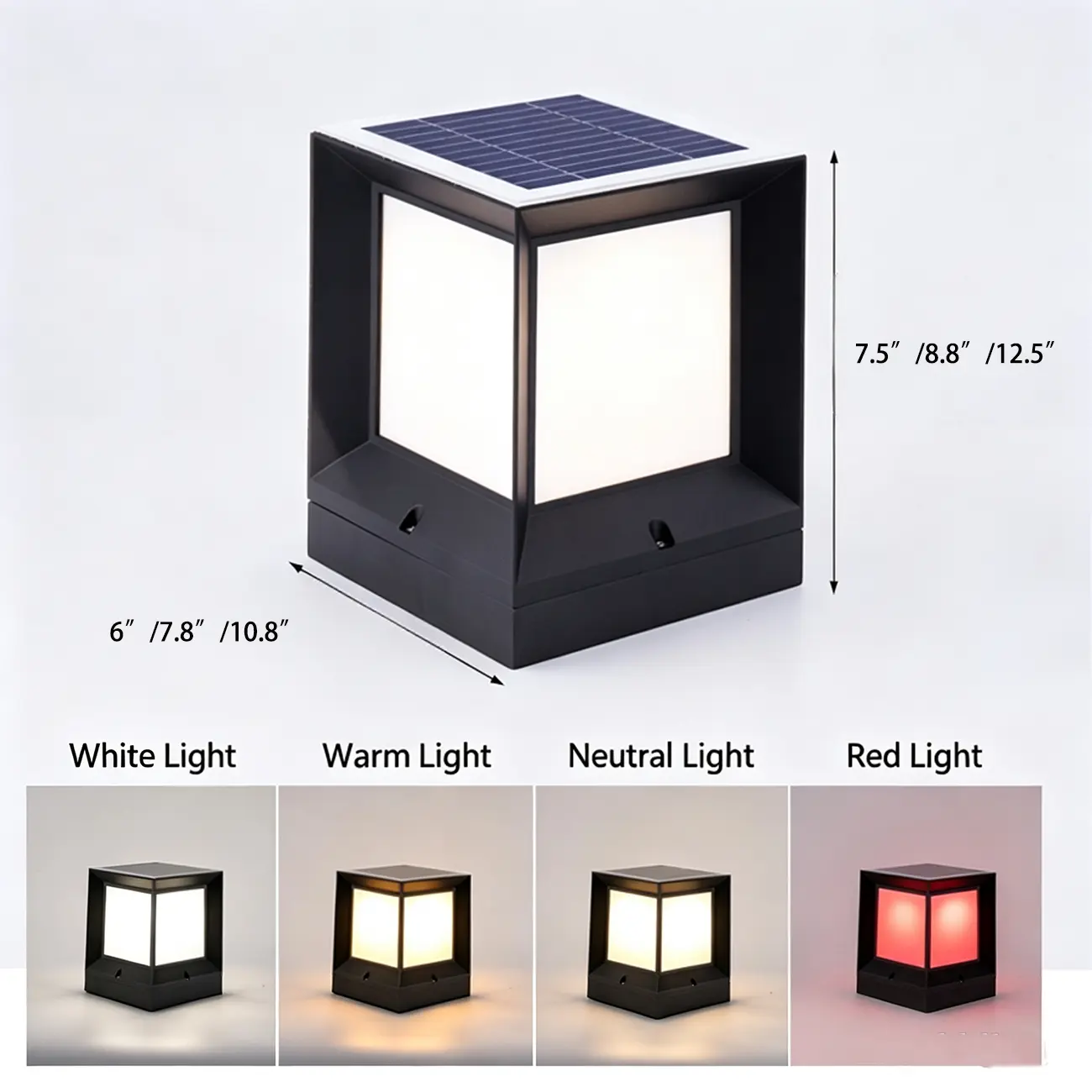 Modern Simple Black Solar Outdoor Post Lights #size | homeyfad