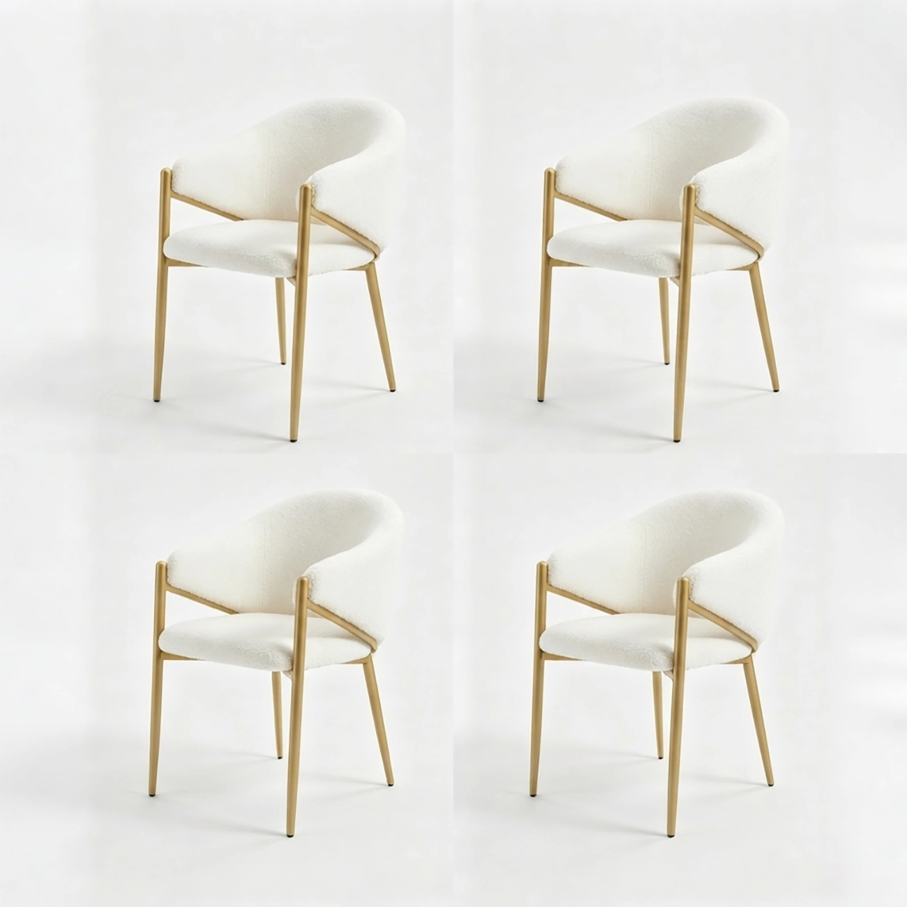 Contemporary Boucle Upholstered Dining Chair With Gold Finish Image - 10 | homeyfad
