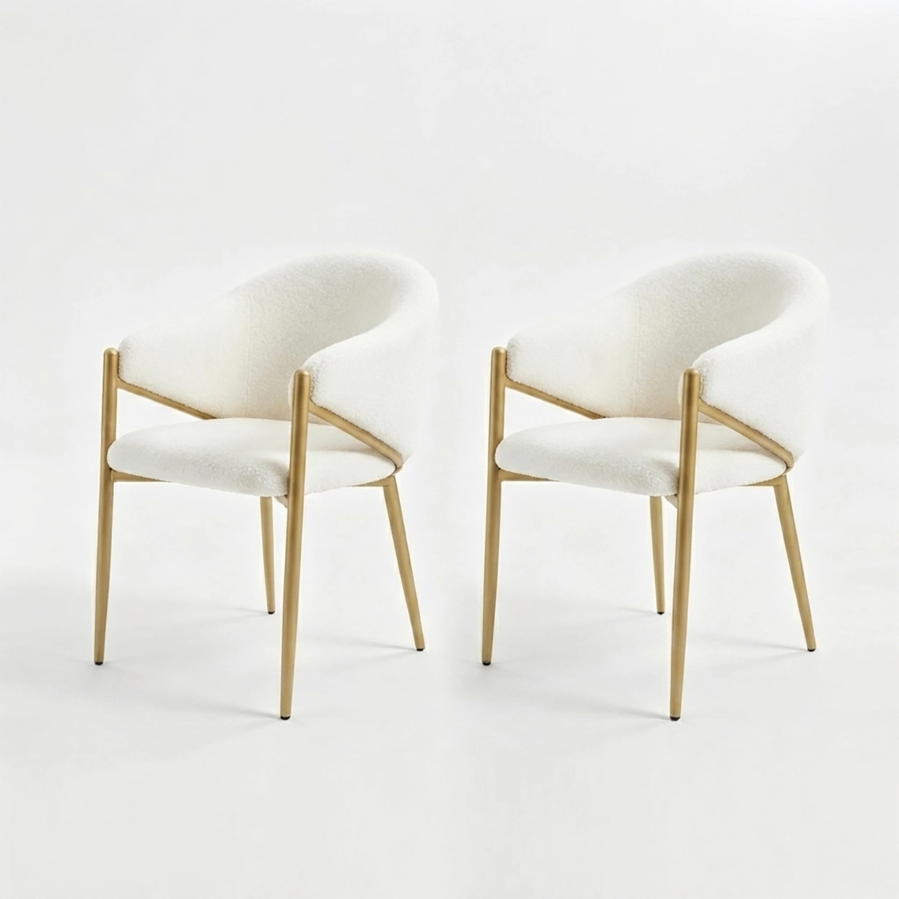 Contemporary Boucle Upholstered Dining Chair With Gold Finish Image - 9 | homeyfad