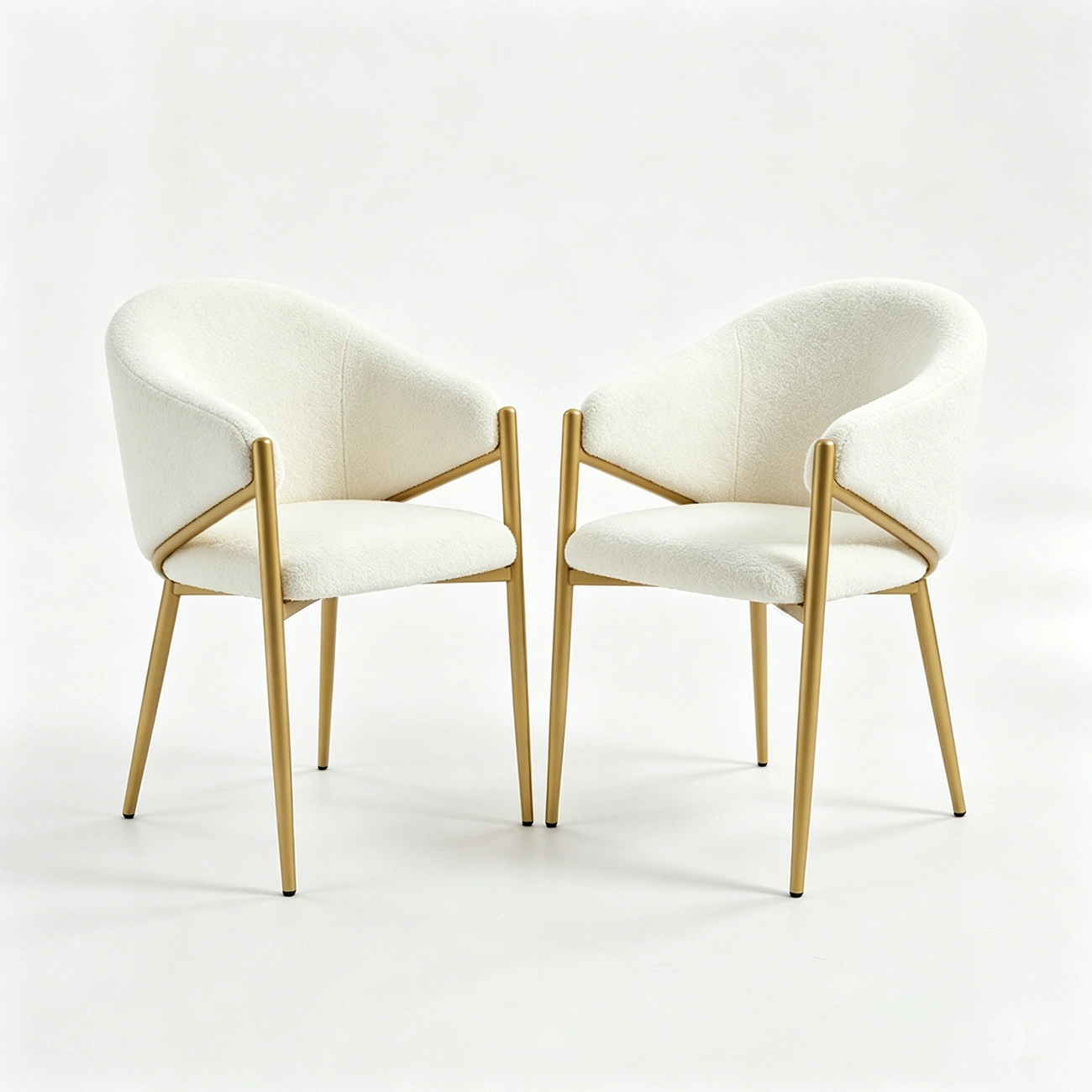 Contemporary Boucle Upholstered Dining Chair With Gold Finish Image - 8 | homeyfad
