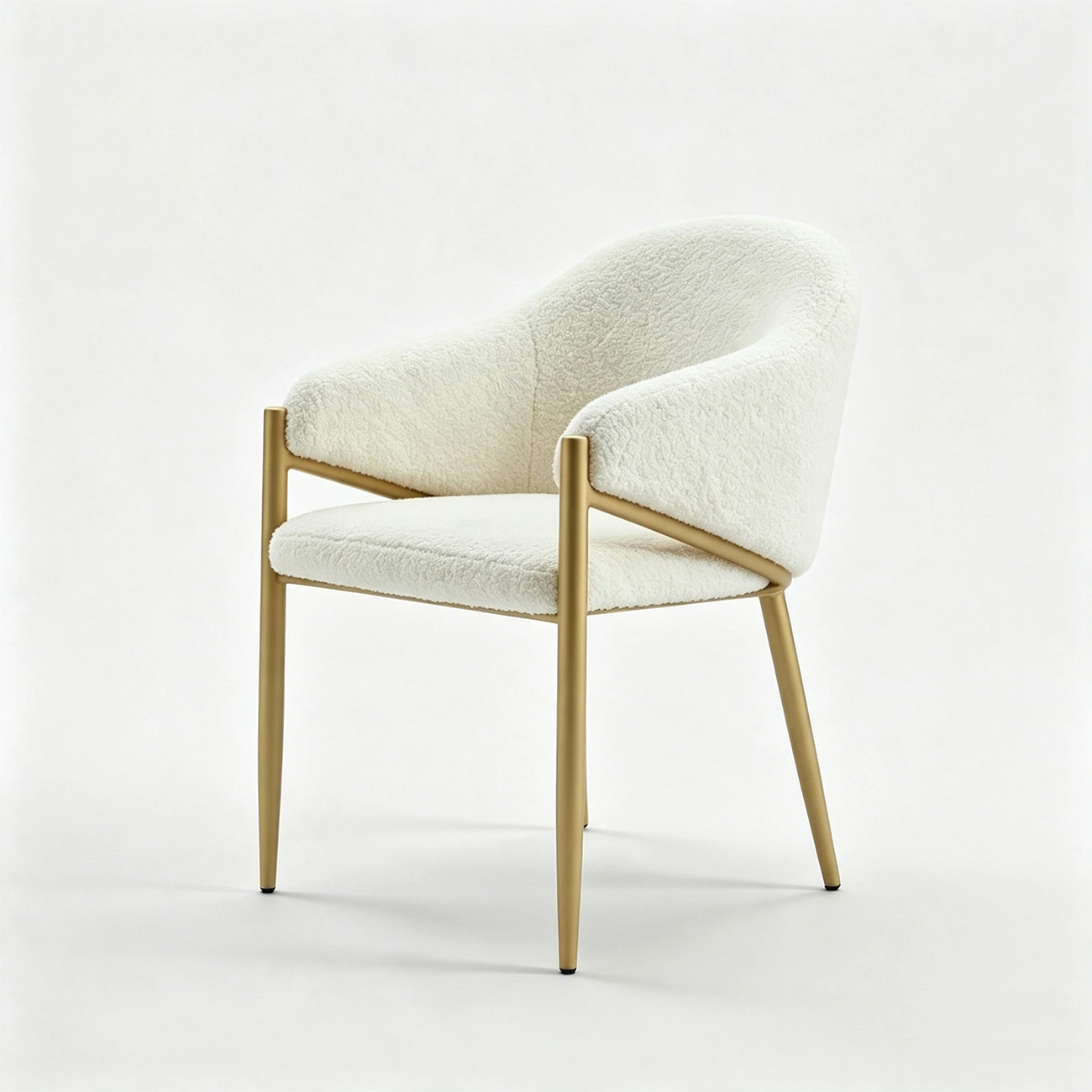 Contemporary Boucle Upholstered Dining Chair With Gold Finish Image - 7 | homeyfad