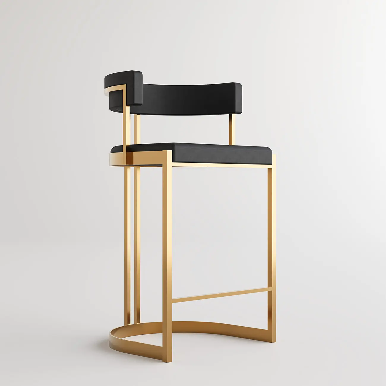Lavish Metal Cushioned Gold Sled Bar Stool Image - 13 | homeyfad