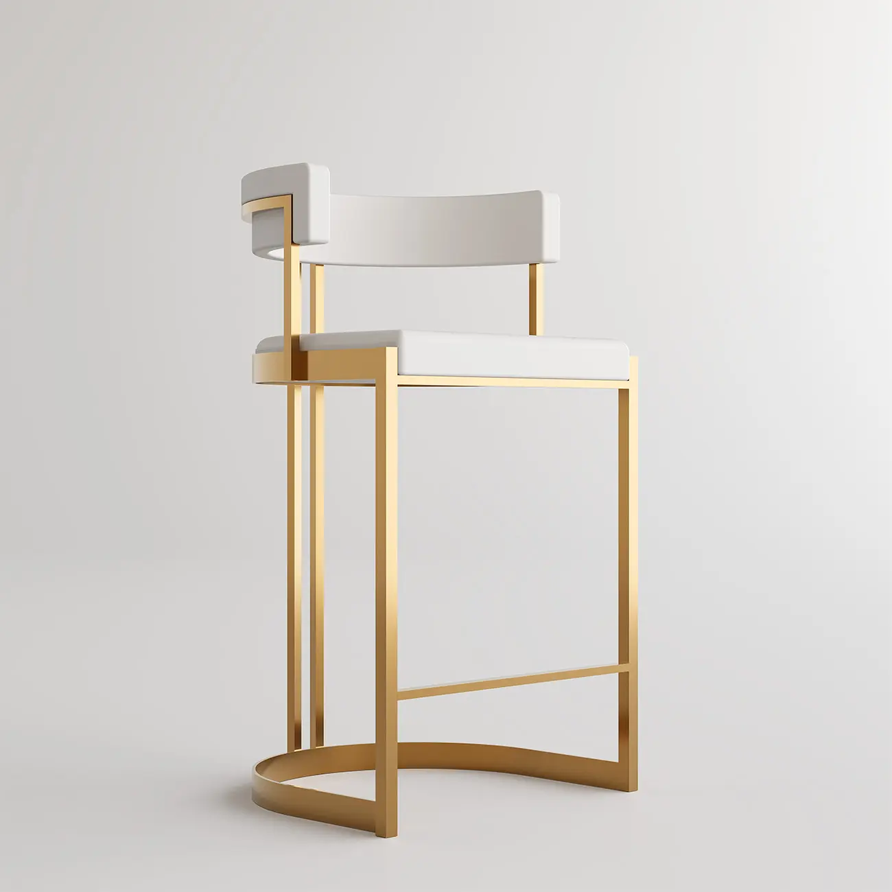 Lavish Metal Cushioned Gold Sled Bar Stool Image - 16 | homeyfad