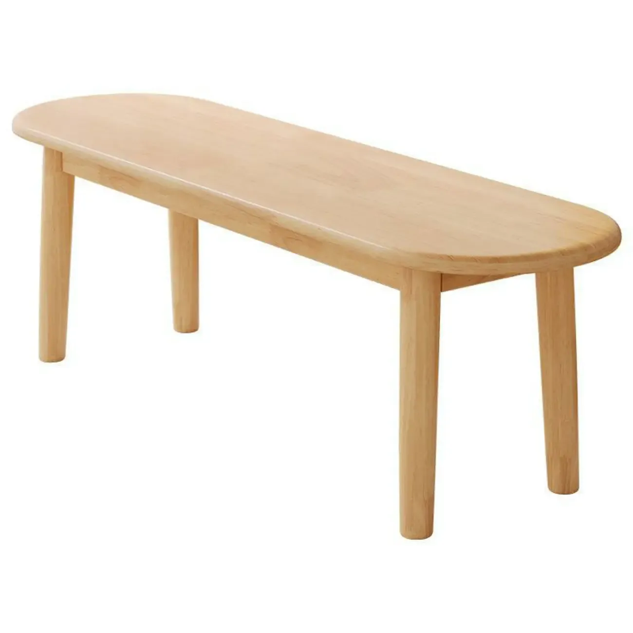 Art Deco Natural Wood Solid Color Bench with Straight Legs Image - 7