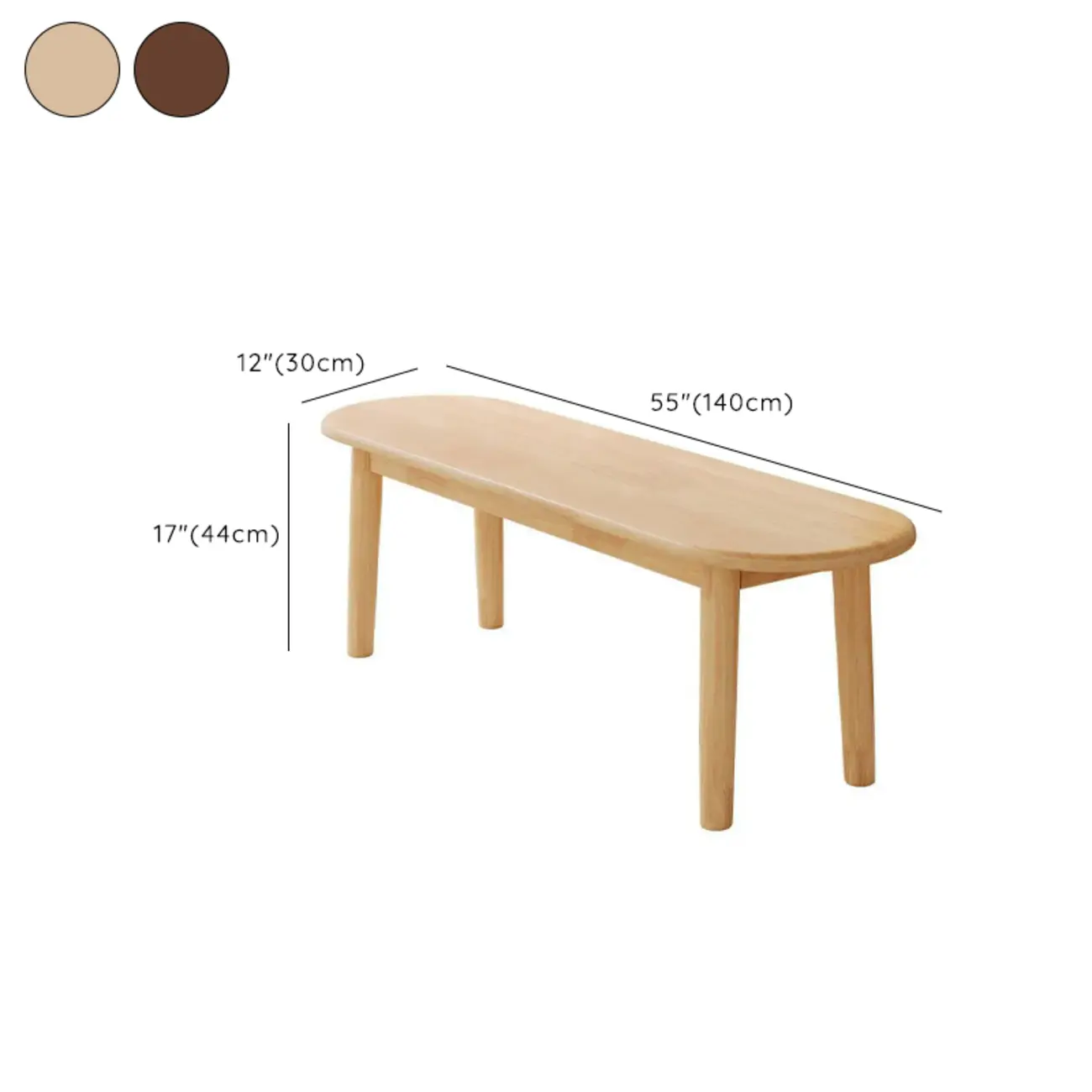 Art Deco Natural Wood Solid Color Bench with Straight Legs Image - 10 | homeyfad