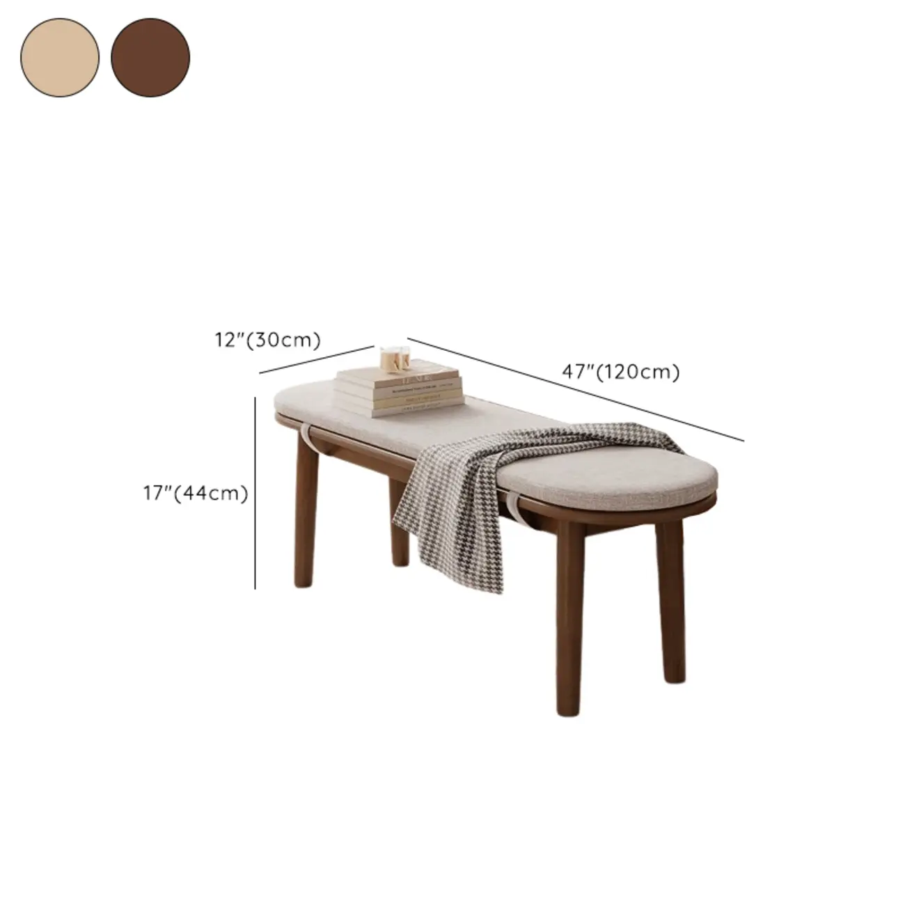 Art Deco Natural Wood Solid Color Bench with Straight Legs Image - 12 | homeyfad