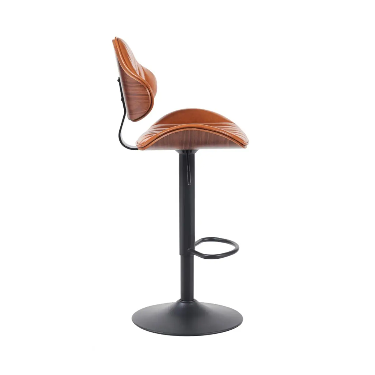 Modern Curved Bentwood Adjustable Swivel Bar Stools Set of 2 Image - 11 | homeyfad