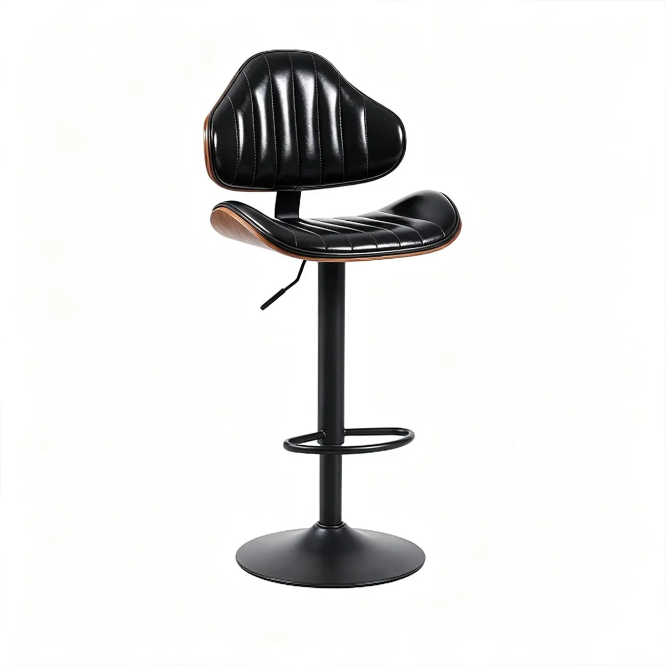 Modern Curved Bentwood Adjustable Swivel Bar Stools Set of 2 Image - 13 | homeyfad