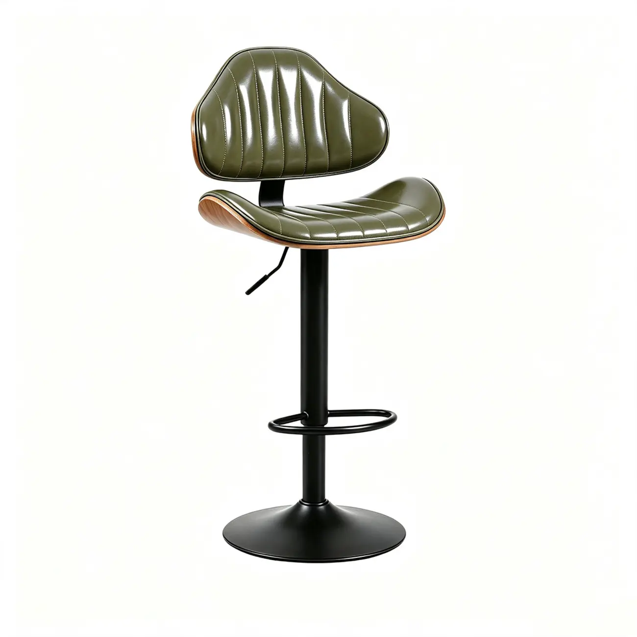 Modern Curved Bentwood Adjustable Swivel Bar Stools Set of 2 Image - 14 | homeyfad