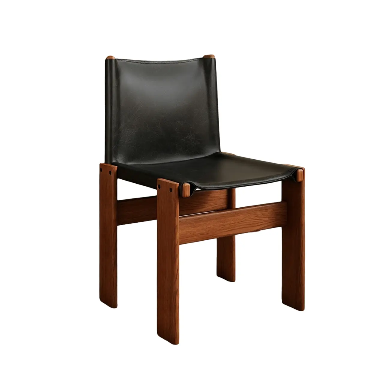 Mid-Century Modern Ash Wood Frame Leather Dining Chair Image - 12 | homeyfad