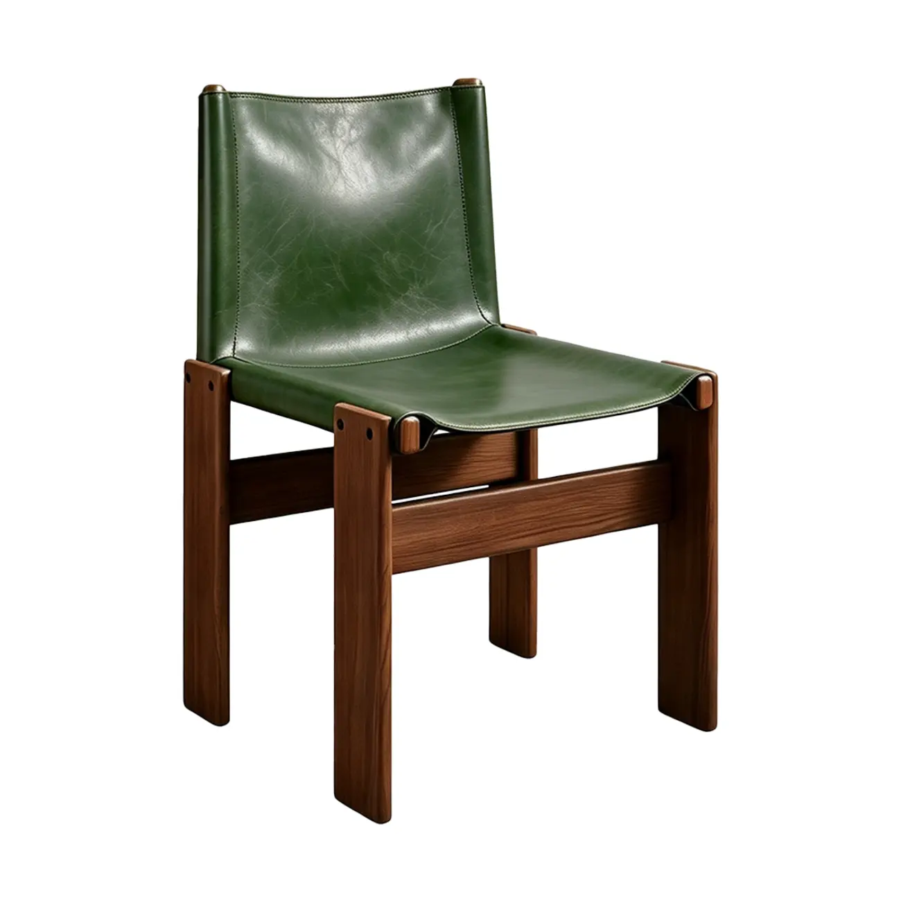 Mid-Century Modern Ash Wood Frame Leather Dining Chair Image - 2 | homeyfad