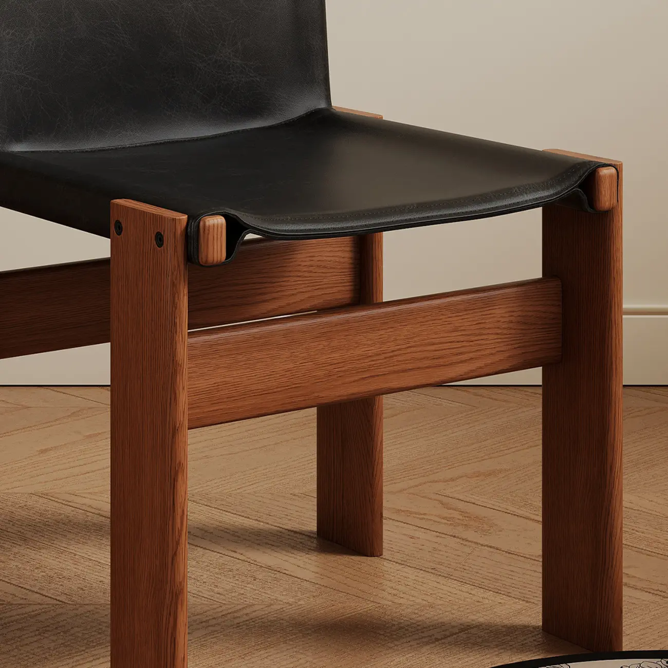 Mid-Century Modern Ash Wood Frame Leather Dining Chair Image - 10 | homeyfad