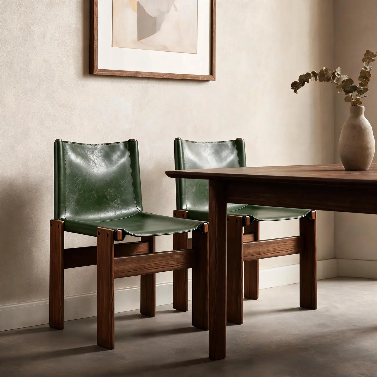 Mid-Century Modern Ash Wood Frame Leather Dining Chair Image - 3 | homeyfad