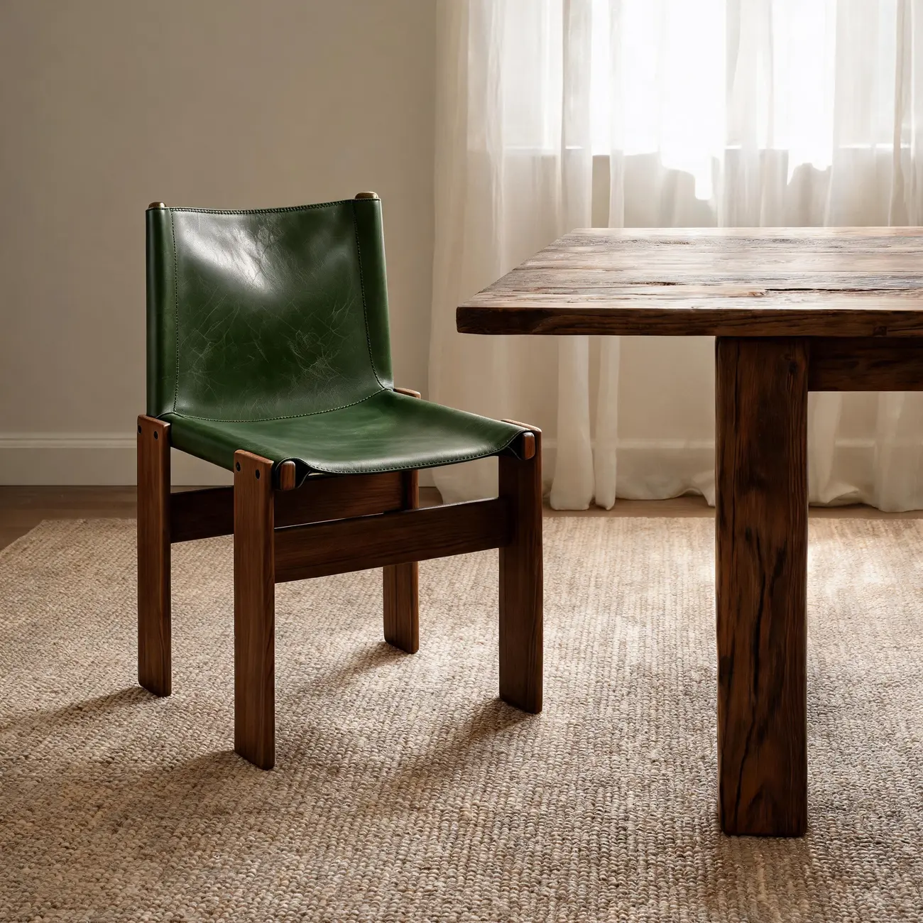 Mid-Century Modern Ash Wood Frame Leather Dining Chair Image - 16 | homeyfad