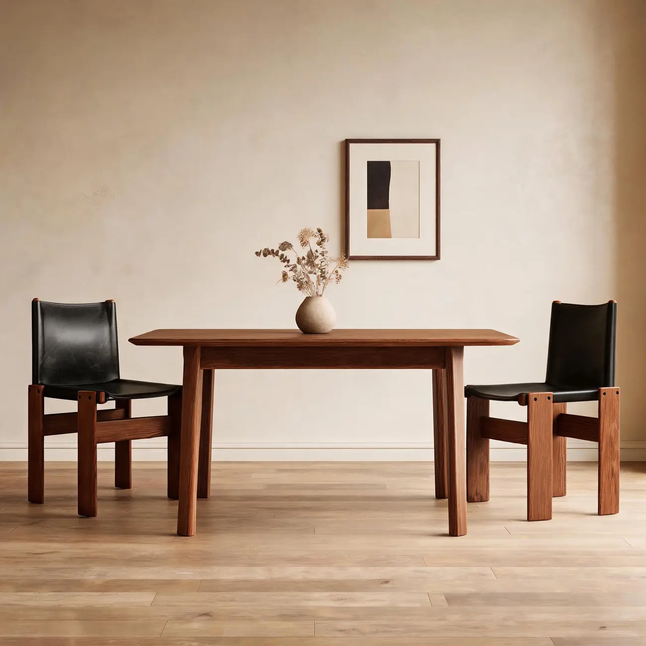 Mid-Century Modern Ash Wood Frame Leather Dining Chair Image - 15 | homeyfad