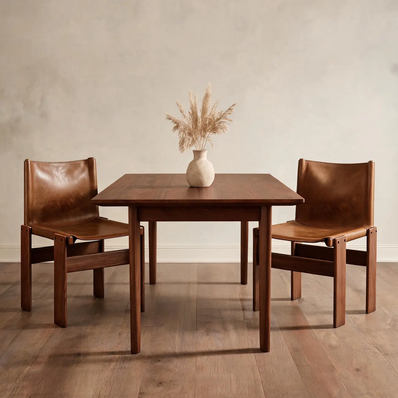 Mid-Century Modern Ash Wood Frame Leather Dining Chair Image - 4 | homeyfad