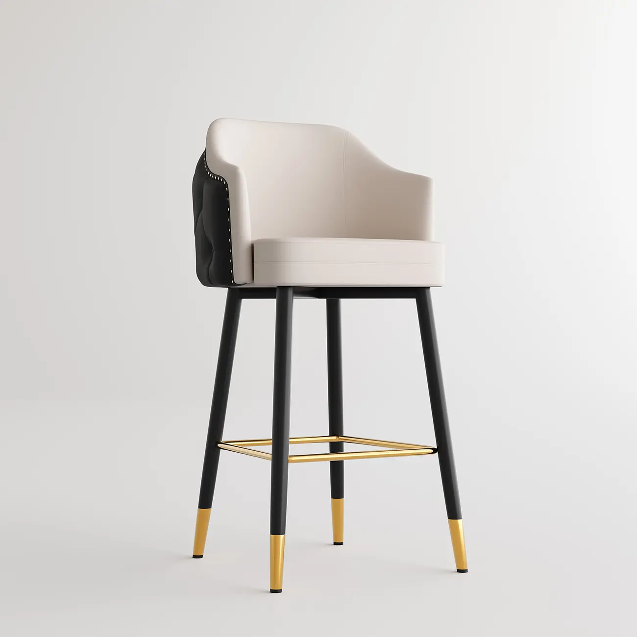 Mid-century Modern Upholstered Tufted Back Tuxedo Counter Stools Image - 16 | homeyfad