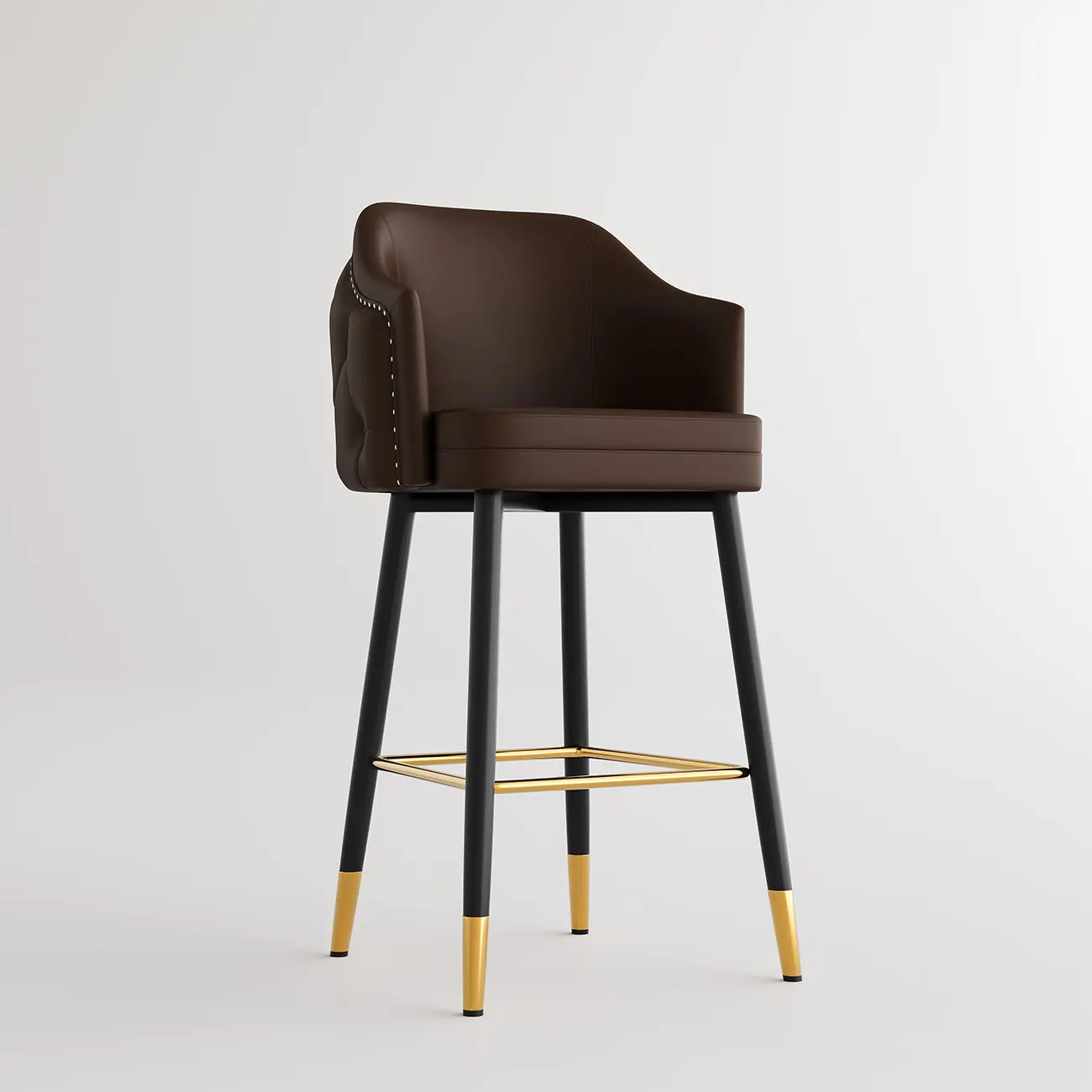 Mid-century Modern Upholstered Tufted Back Tuxedo Counter Stools Image - 18 | homeyfad