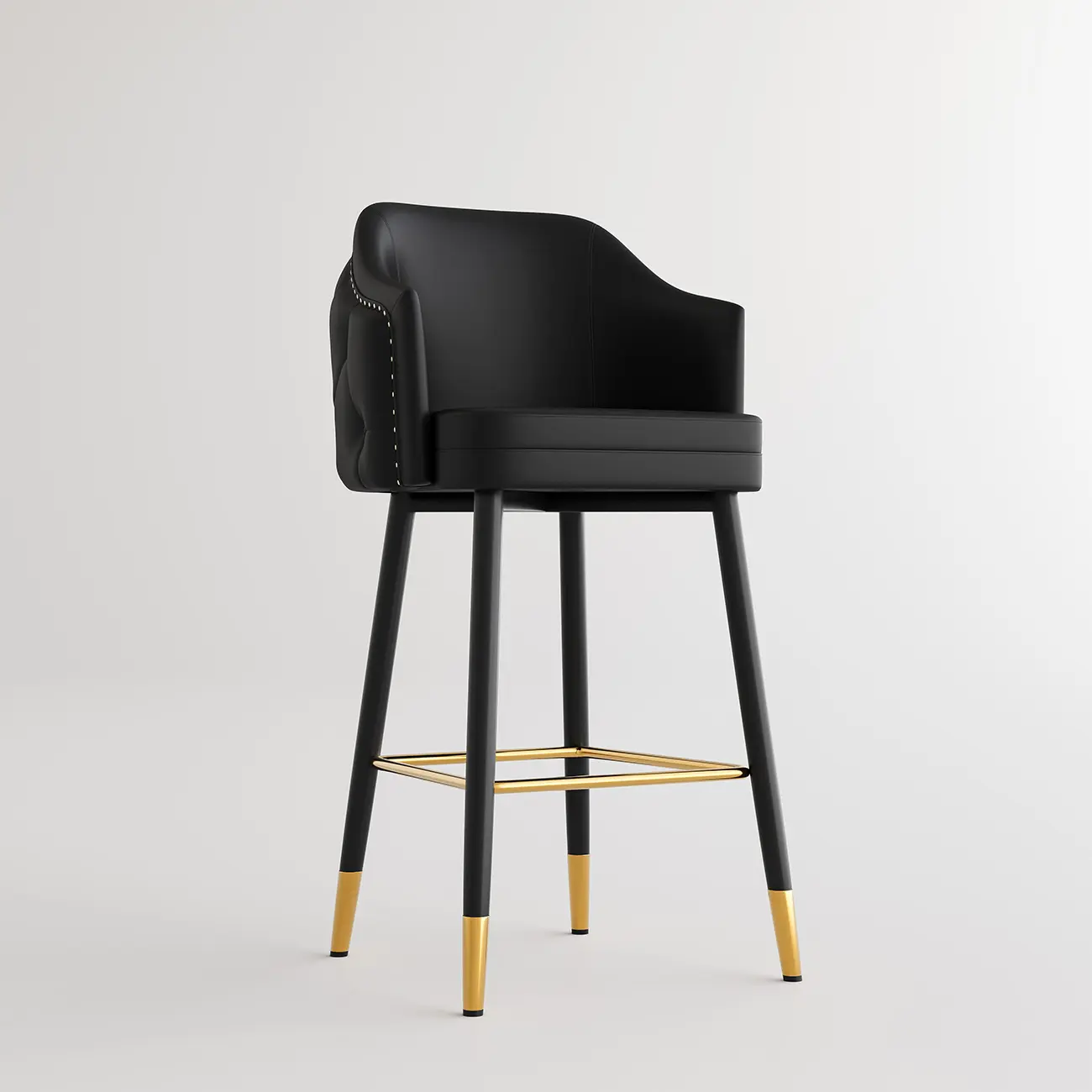 Mid-century Modern Upholstered Tufted Back Tuxedo Counter Stools Image - 19 | homeyfad