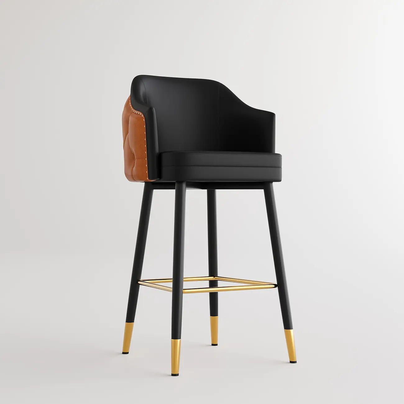 Mid-century Modern Upholstered Tufted Back Tuxedo Counter Stools Image - 20 | homeyfad