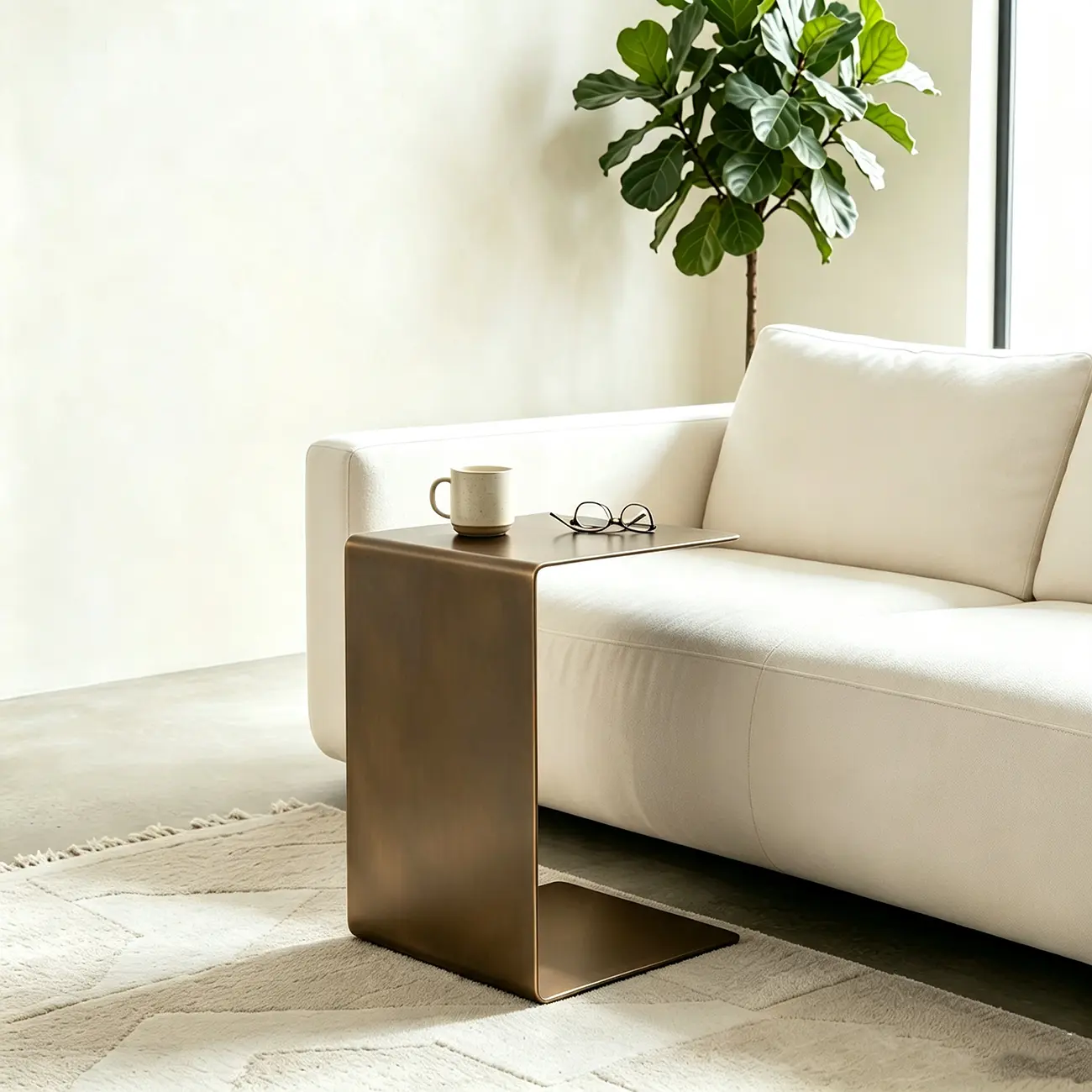  Small C-Shaped Black Metal End Table for Living Room Image - 2 | homeyfad