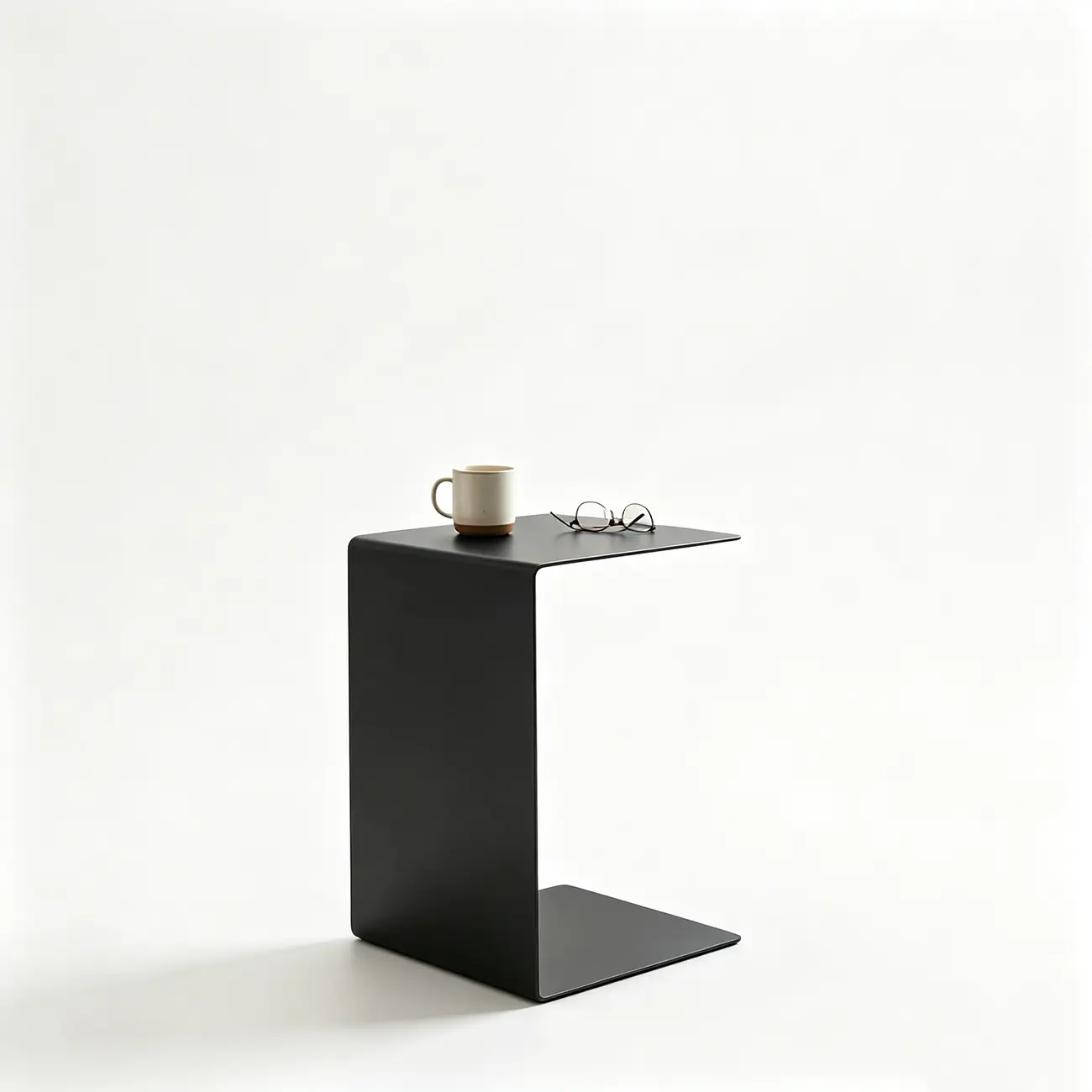  Small C-Shaped Black Metal End Table for Living Room Image - 5 | homeyfad