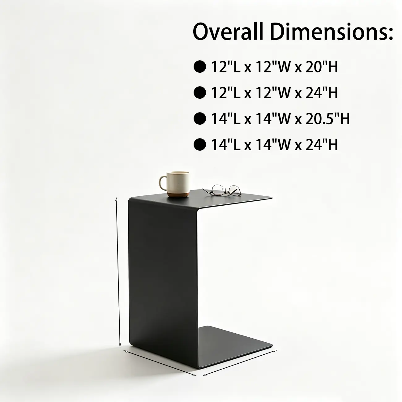  Small C-Shaped Black Metal End Table for Living Room #size | homeyfad