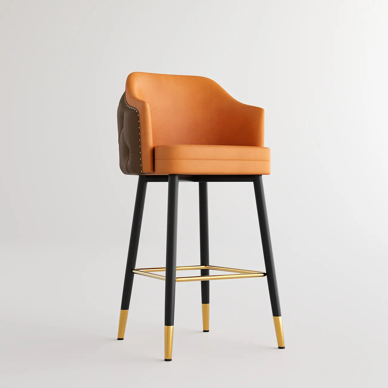 Mid-century Modern Upholstered Tufted Back Tuxedo Counter Stools Image - 17 | homeyfad