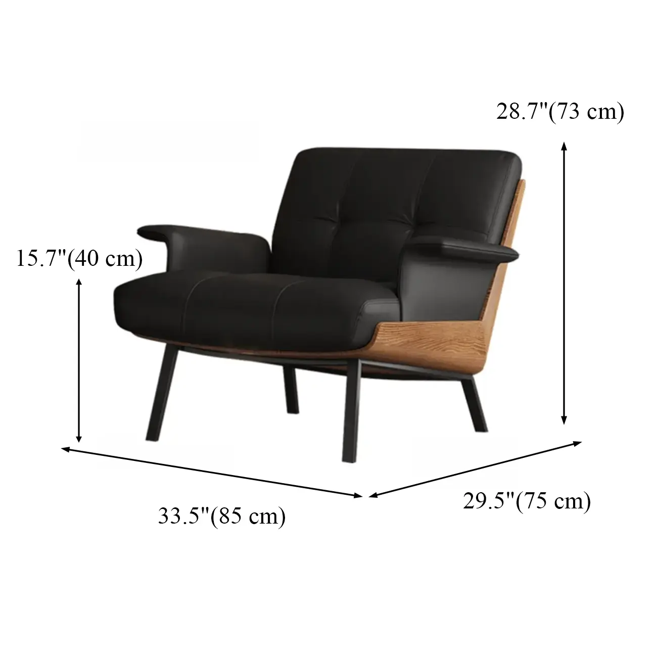 Modern Tufted Microfiber Leather Accent Chair with Arms #size | homeyfad