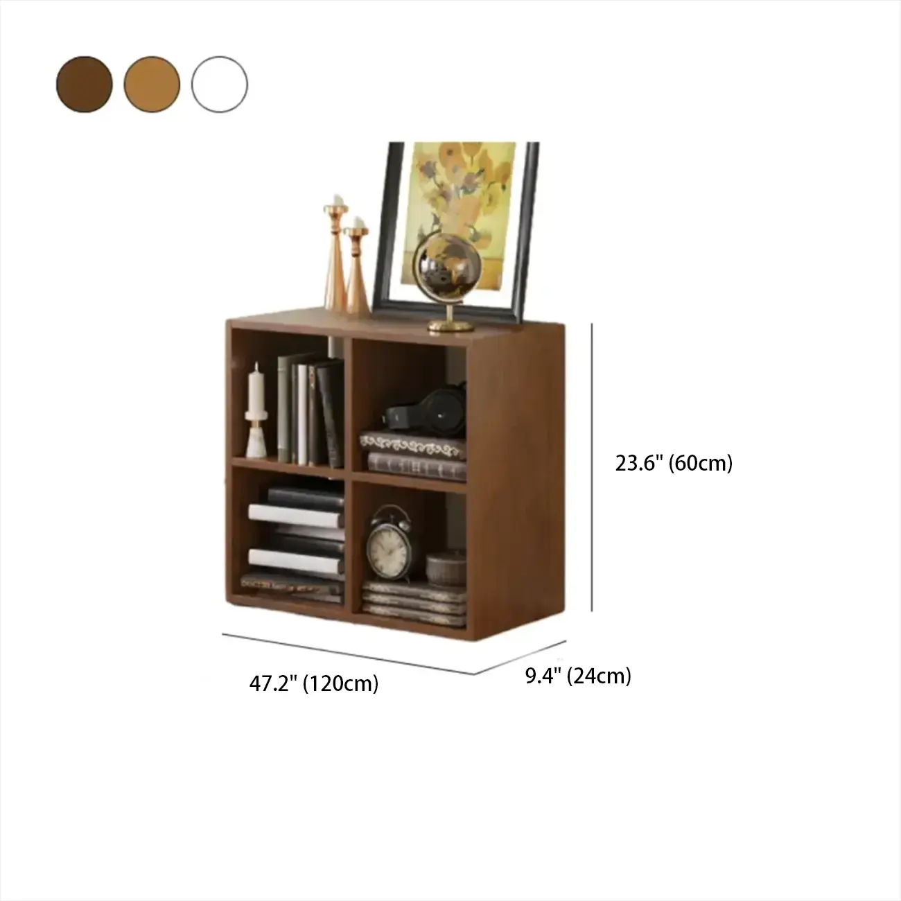 Classic Brown Wood Open Back Cube Bookcase #size | homeyfad