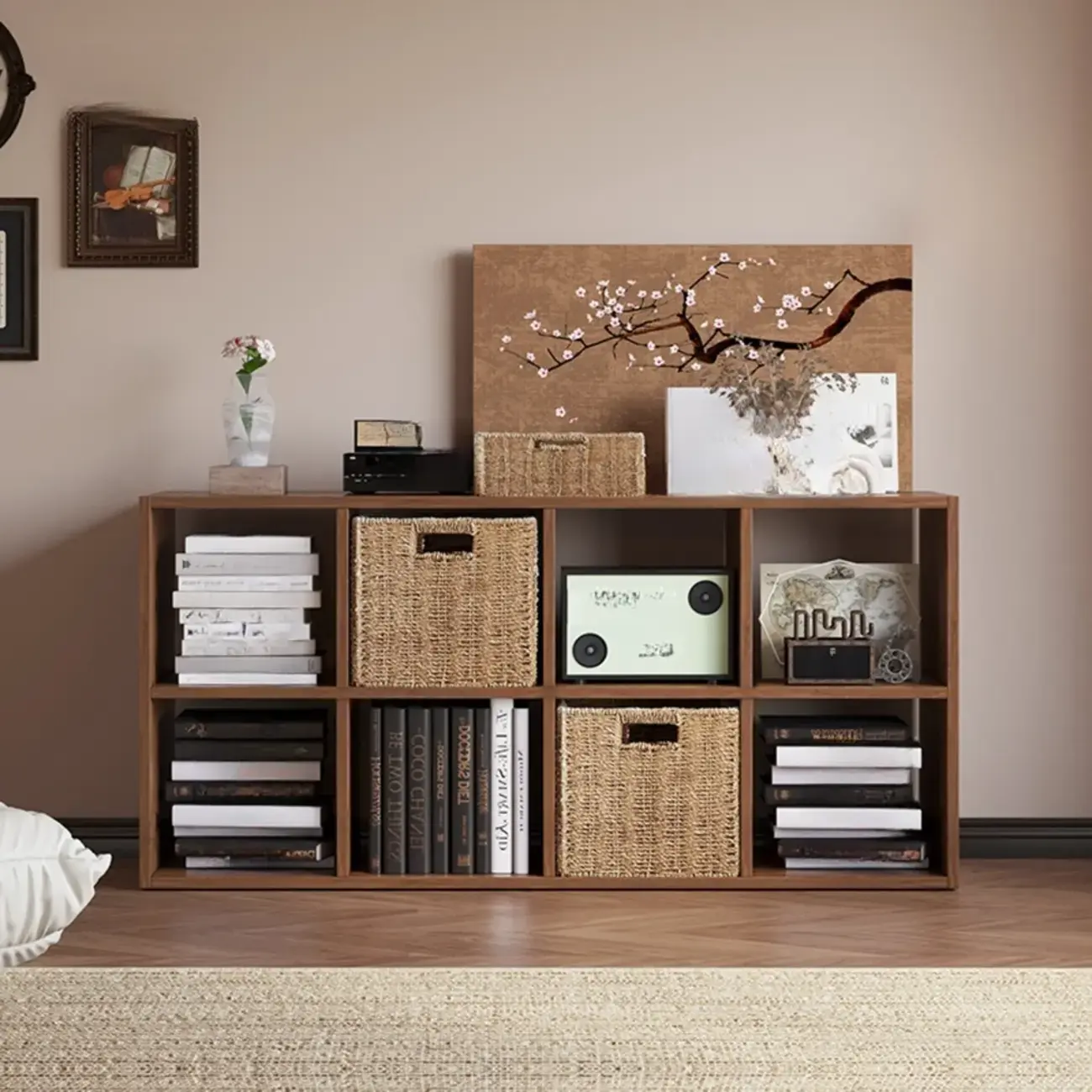 Classic Brown Wood Open Back Cube Bookcase Image - 1 | homeyfad