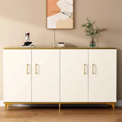Trendy Grey Wood Hallway Shoe Cabinet with Gold  Legs Image - 4