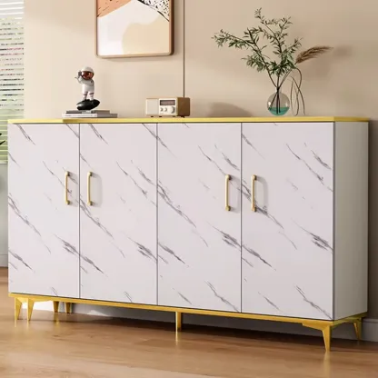 Trendy Grey Wood Hallway Shoe Cabinet with Gold  Legs Image - 8