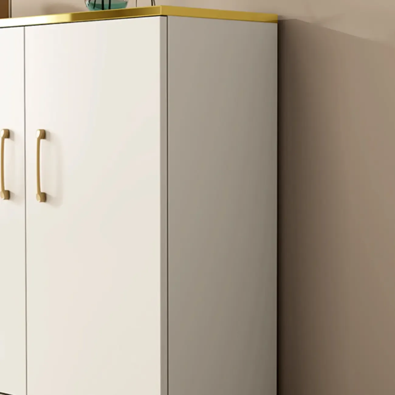 Trendy Grey Wood Hallway Shoe Cabinet with Gold  Legs Image - 11