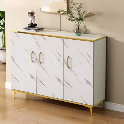 Trendy Grey Wood Hallway Shoe Cabinet with Gold  Legs Image - 12